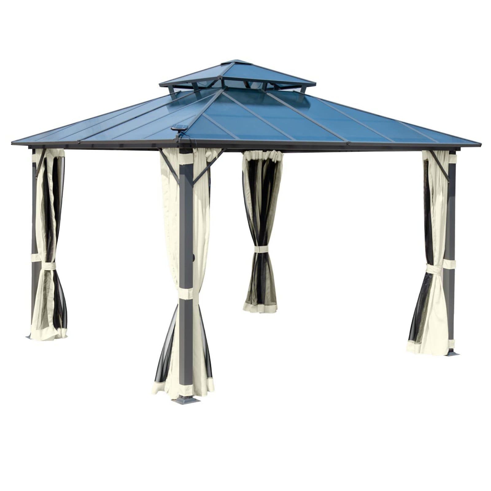 BRAST Pavillon Pagode 3,5x3,5m Aluminium mit Moskitonetz und LED - Bild 2
