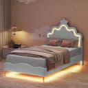 PXloue Polsterbett mit LED-Kopfteil und Lattenrost Bild 2