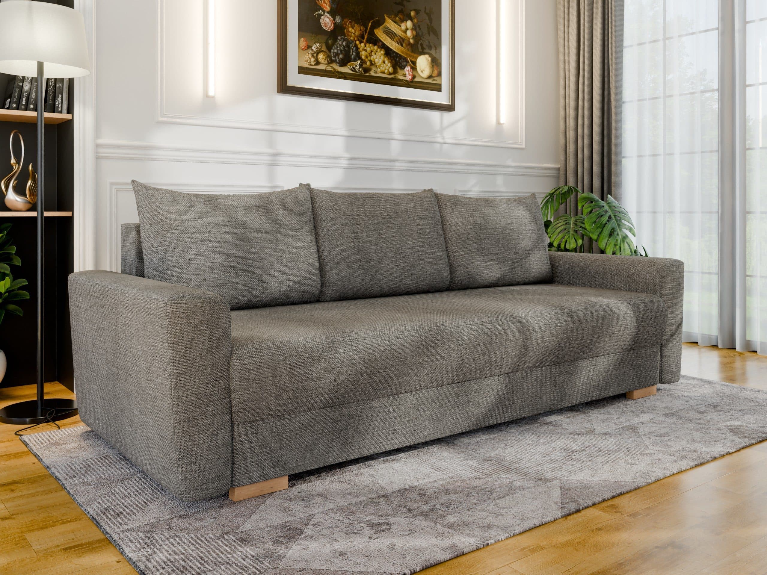Homesy Schlafsofa ELMA mit Schlaffunktion und Bettkasten Beige - Bild 2