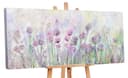 YS-Art Gemälde Blumen auf der Wiese Handgemalt Leinwand Grün Lila Bild 2