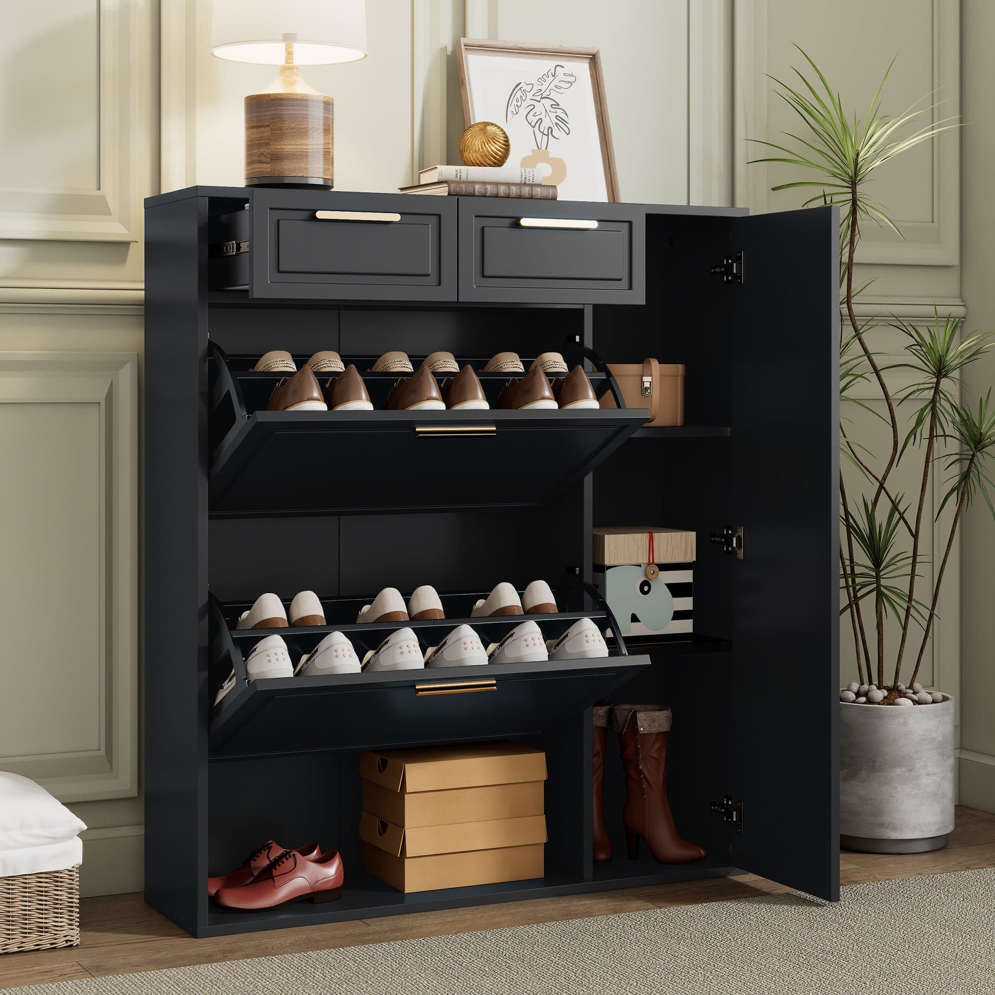 Flieks Schuhschrank Weiß/Schwarz - Bild 2