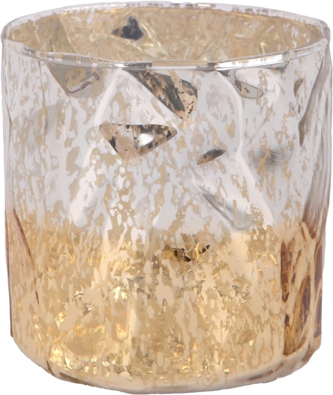Trend Line Windlicht Glas Ø 9 x 9 cm Gold Weiß