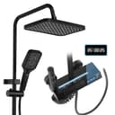 oyajia Brausegarnitur Duschsystem Warm/Kalt mit Klaviertasten & Digitaler Temperaturanzeige, 4 Strahlarten, Regendusche mit LED-Stimmungslicht, Höhenverstellbares Duschrohr Bild 2
