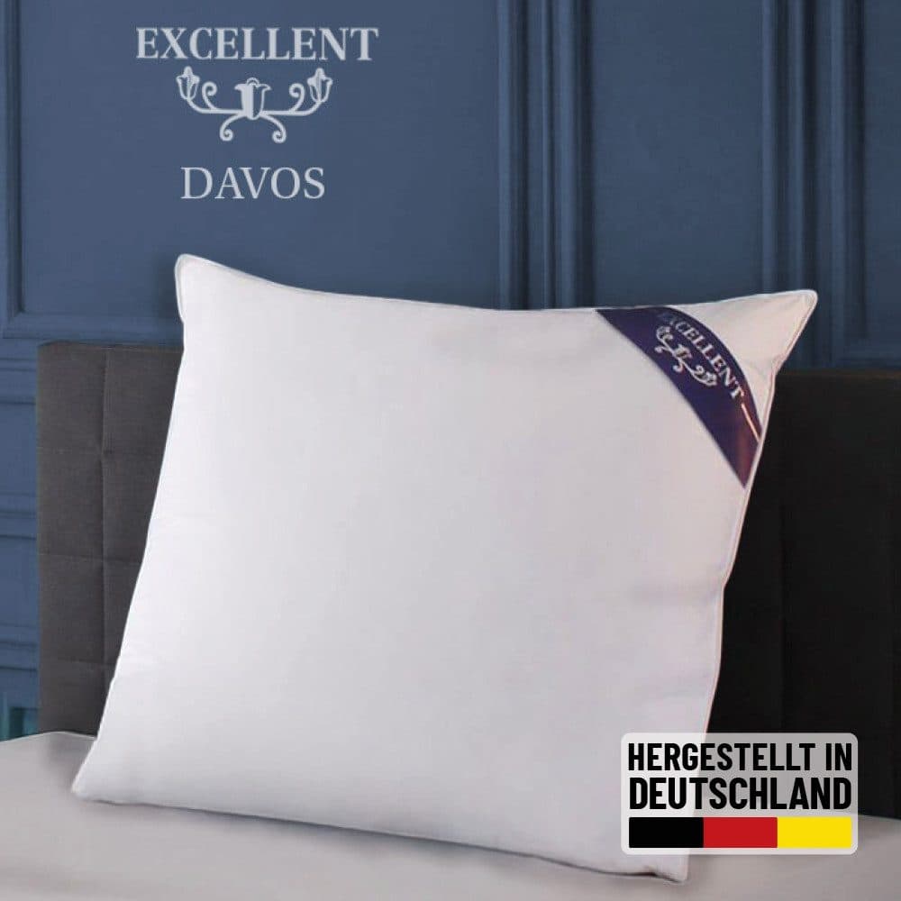 EXCELLENT 3-Kammer-Kopfkissen Davos Weiß Baumwolle Daunen Federn - Bild 2