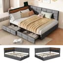 Simurq Polsterbett Daybett Beige/Grau mit LED & USB Bild 2