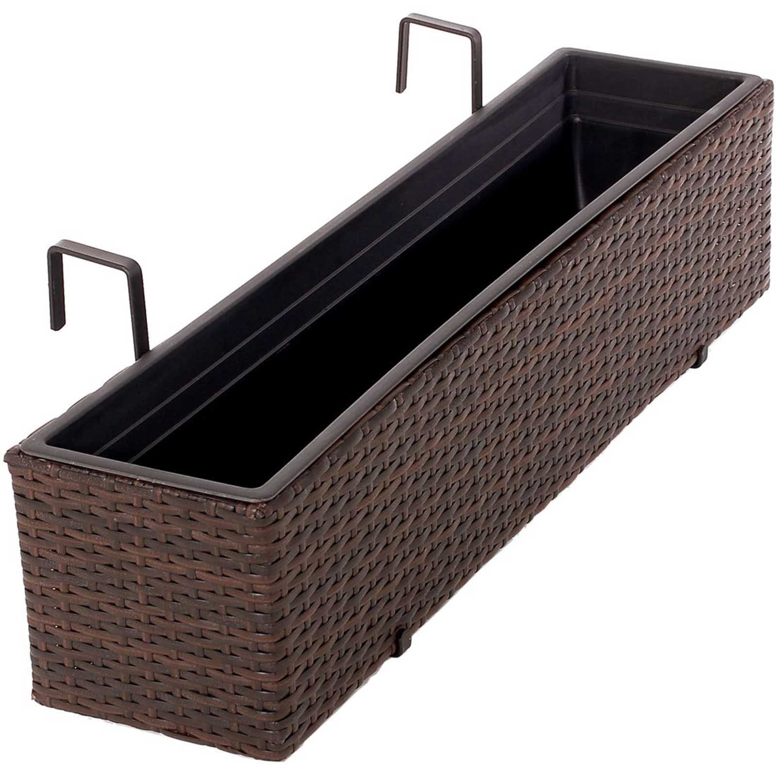 VIVANNO Balkonkasten Polyrattan Bicolor Braun - Bild 2