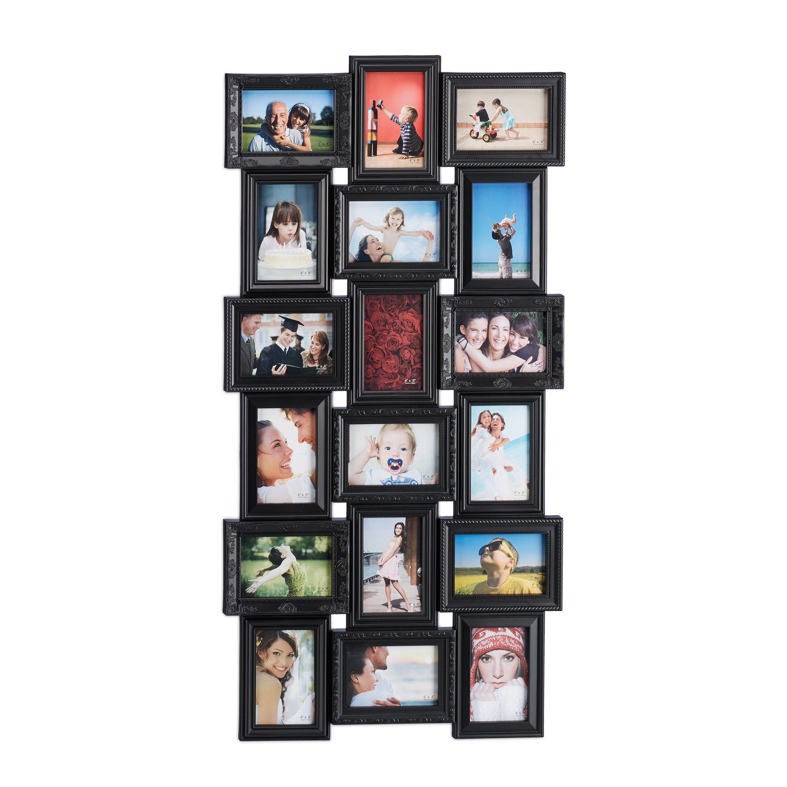 relaxdays Staffelbilderrahmen 18 Bilder Schwarz Wandcollage - Bild 2