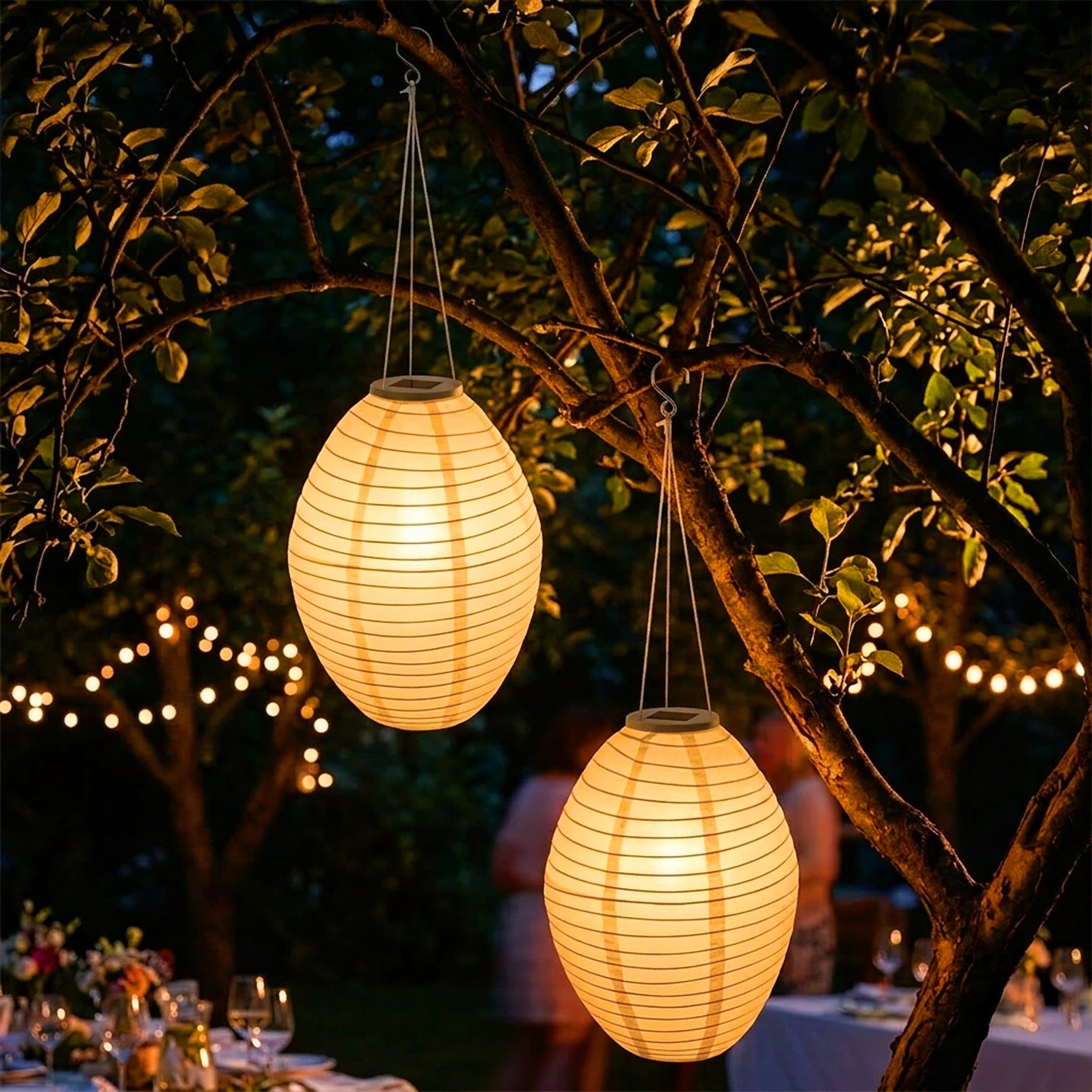 Spetebo LED Solar Lampion 2er Set Warm Weiß Garten Deko - Bild 2