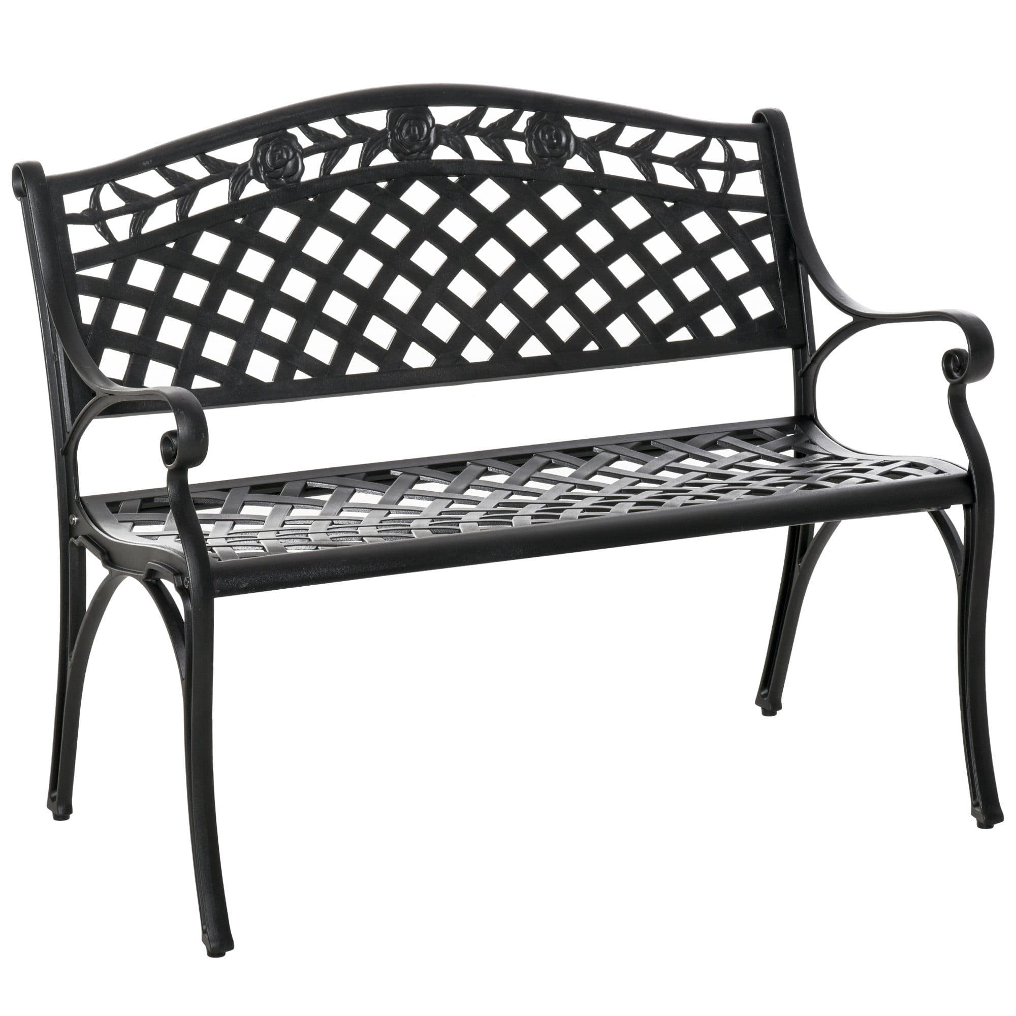 Outsunny Gartenbank Aluminium Schwarz Nostalgisches Design - Bild 2