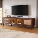 autolock TV-Schrank mit echtem Rattandesign und Massivholzbeinen Bild 2