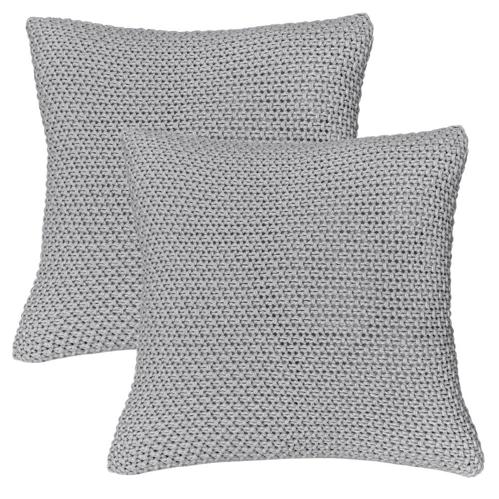 wometo Kissenbezug Strick Grau 45x45 cm 2 Stück - Bild 2