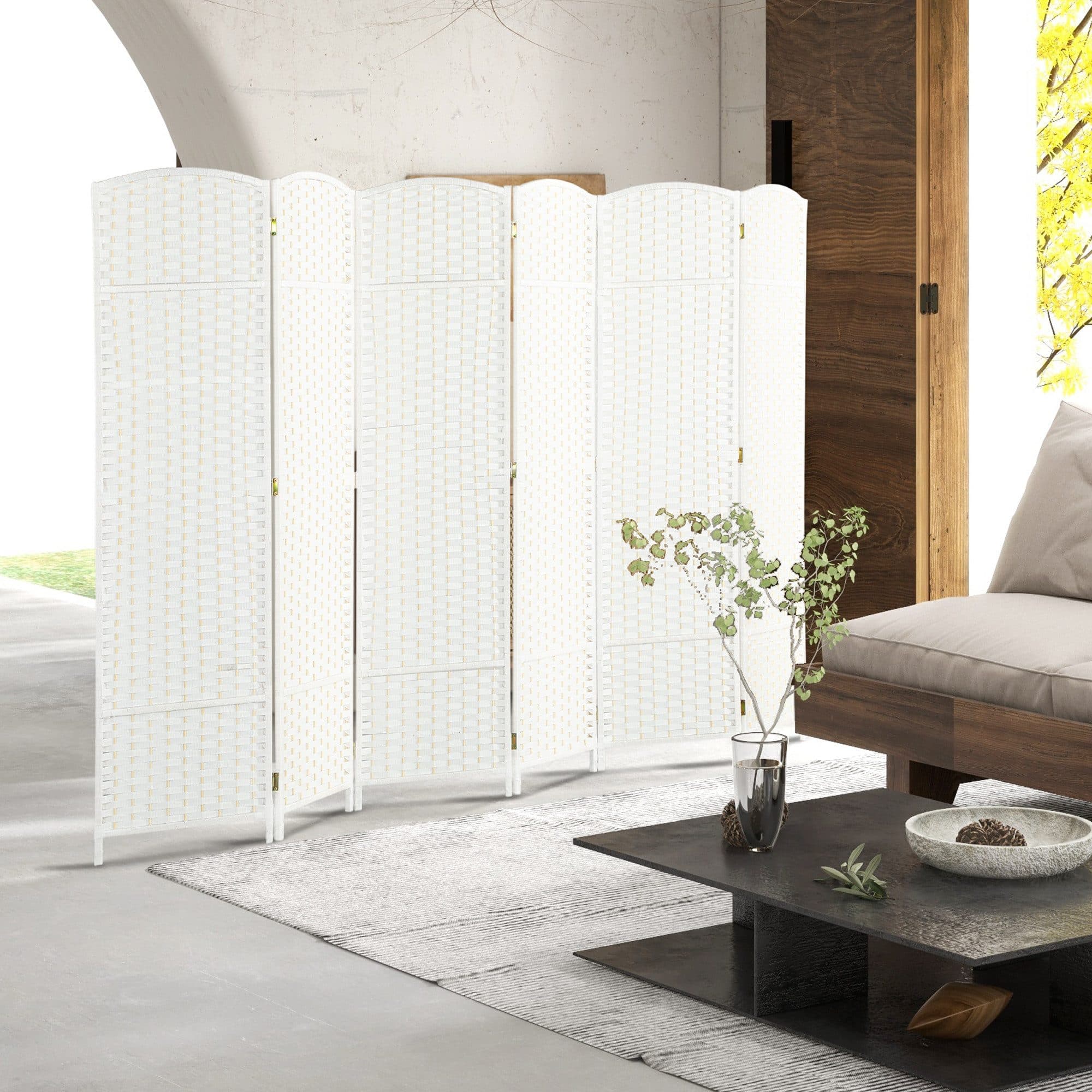 HOMCOM Paravent Raumteiler Weiß Kiefernholz Polypropylen - Bild 2