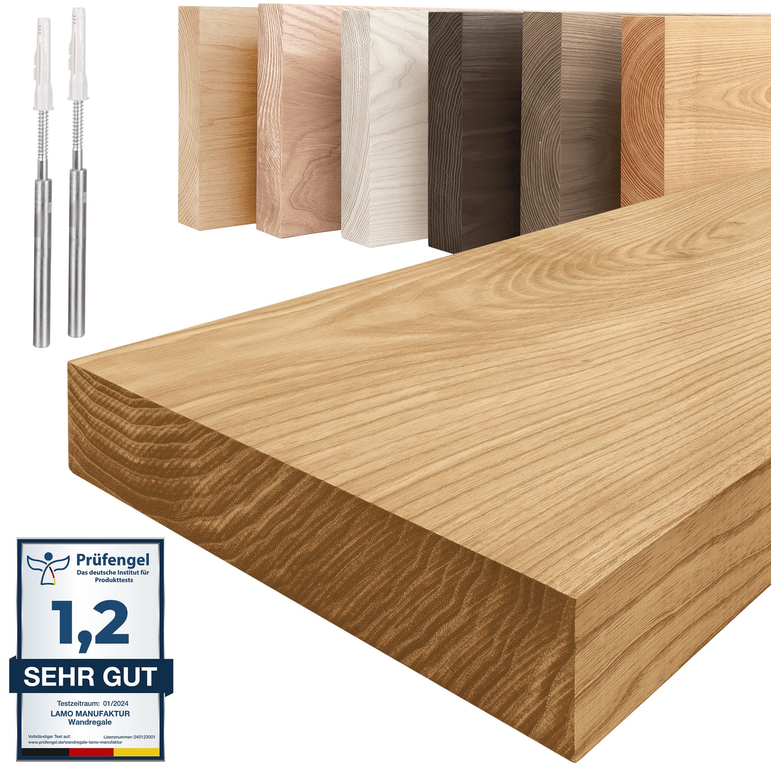 LAMO Manufaktur Wandregal Rustikal Massivholz Esche Schweberegal - Bild 2