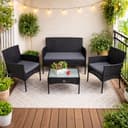 ESTEXO 4-teilige Sitzgruppe Polyrattan Gartenmöbel Set mit Glasplatte Bild 2