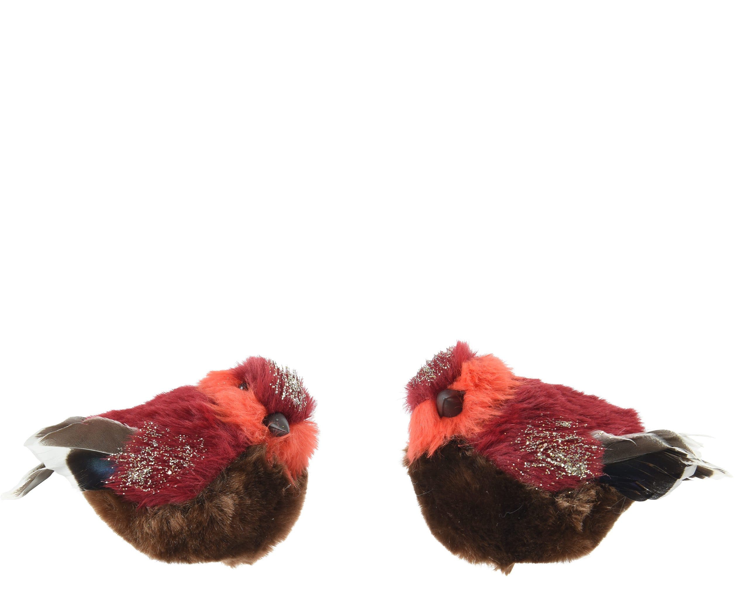 Kaemingk Christbaumschmuck Kunstfell Vogel mit Clip Rot
