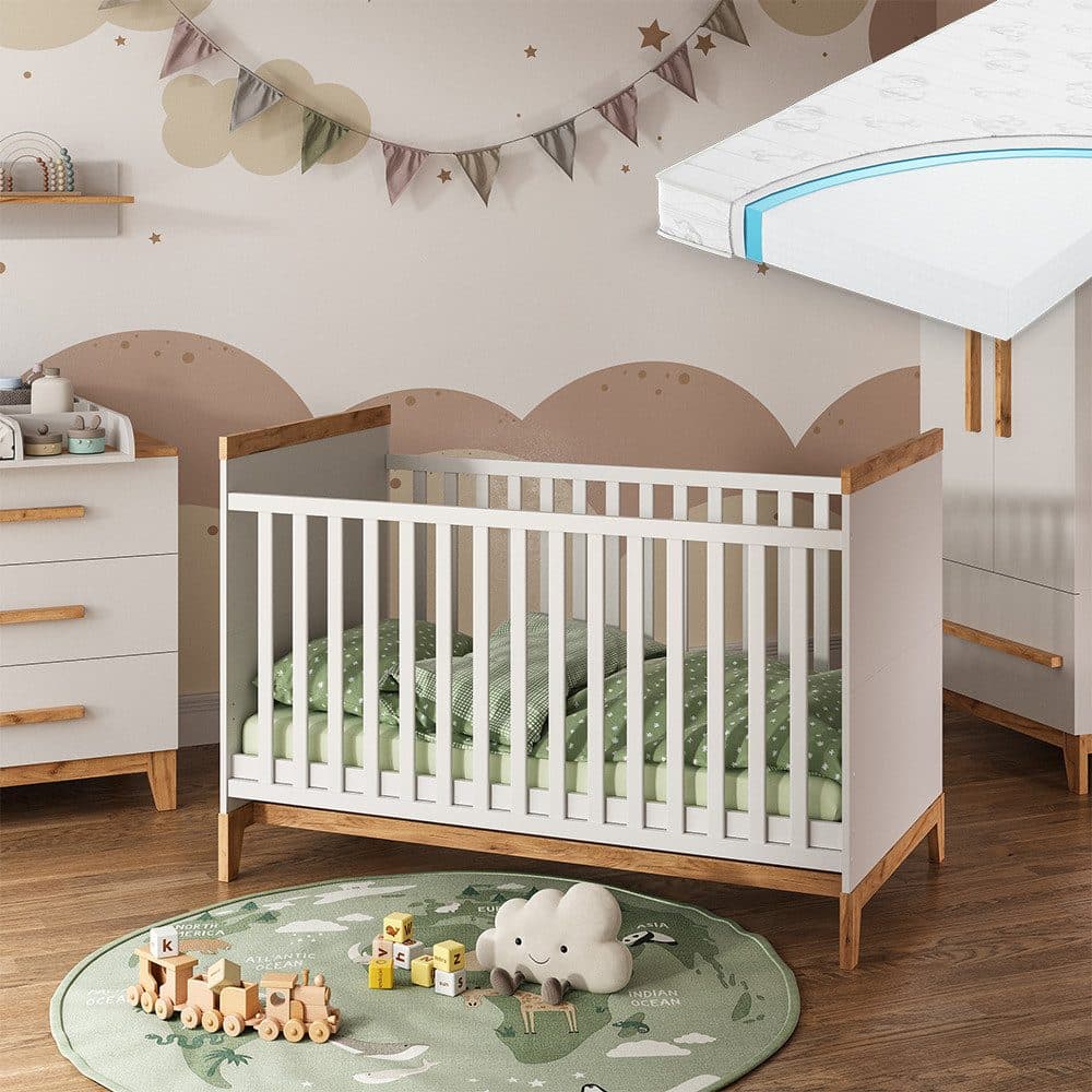 VitaliSpa® Babybett Malia Weiß/Artisan mit Matratze - Bild 2