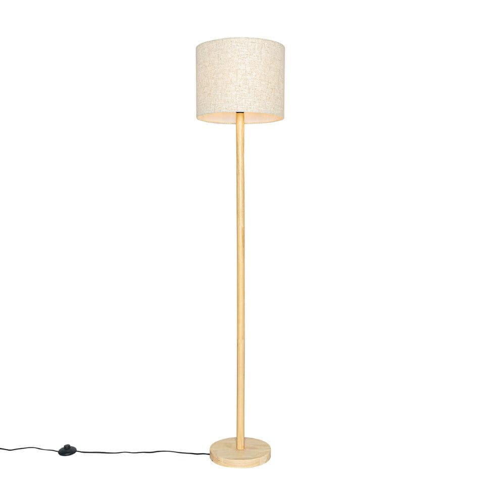 Qazqa Stehlampe Mels Holz Leinen 1-flammig - Bild 2