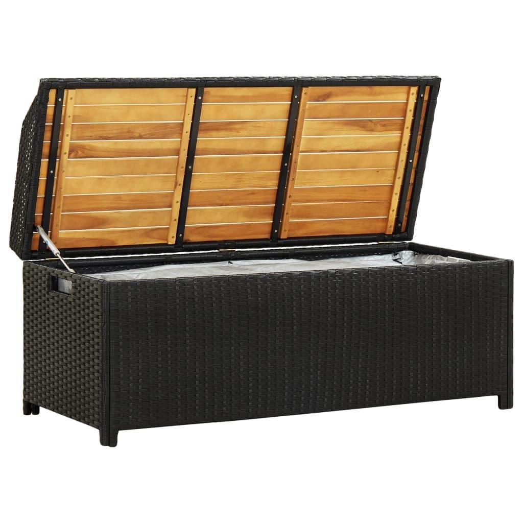 vidaXL Gartenbank mit Stauraum Schwarz Poly Rattan - Bild 2