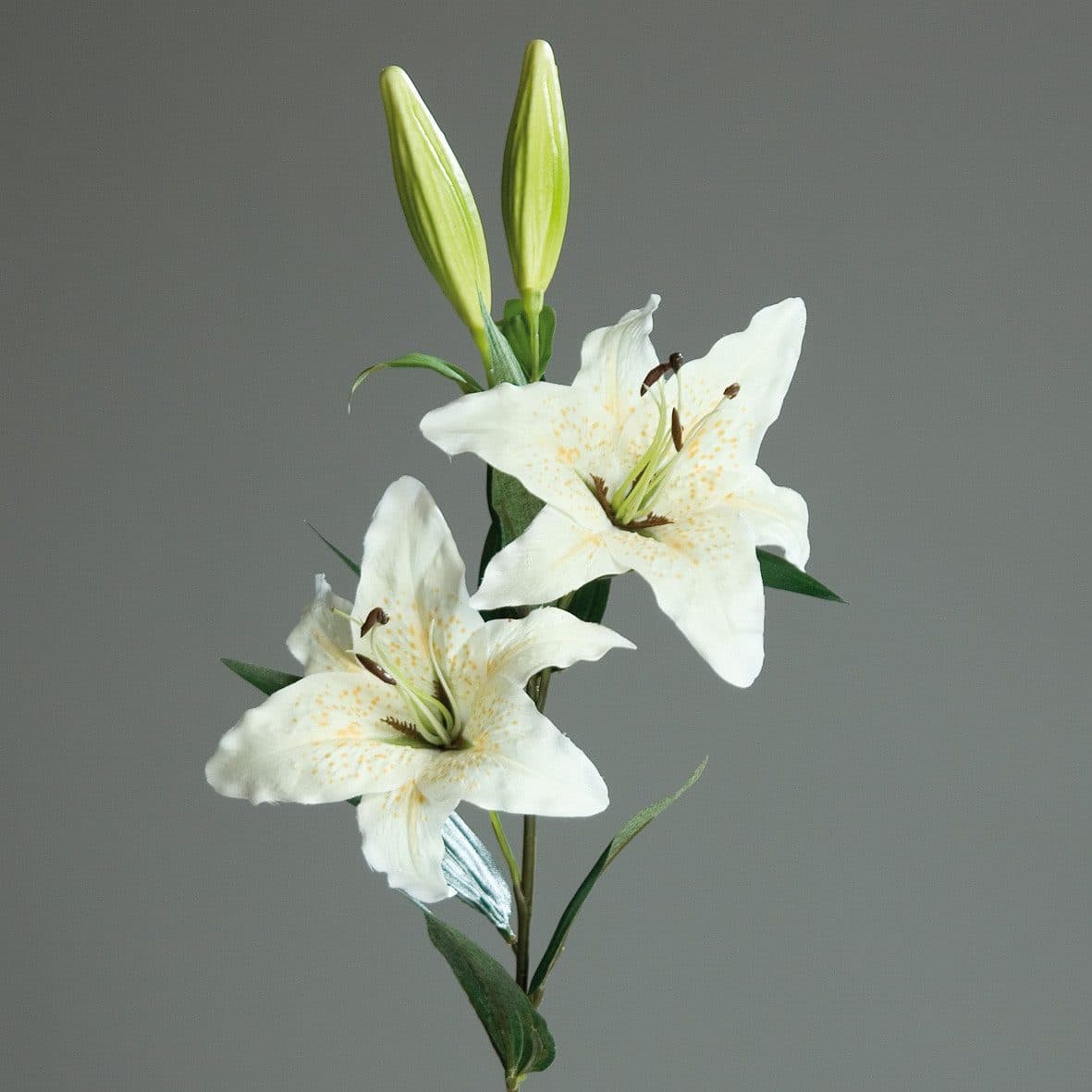 mucPlants Kunstblume großer Lilienzweig 85cm Weiß