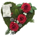 Radami Grabgesteck Moosherz mit 3 Roten Rosen - Handarbeit Bild 2