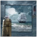 Artland Glasbild Maritime Collage Segelschiff Blau Bild 2