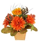 I.GE.A. Kunstblumen-Gesteck Dahlien Orange mit Topf Bild 2