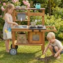 AIYAPPLAY Outdoor-Spielküche Kinder Matschküche Tannenholz Braun Bild 2