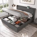 TavilaEcon Boxspringbett Einzelbett mit Stauraum und USB Typ C Grau Bild 2