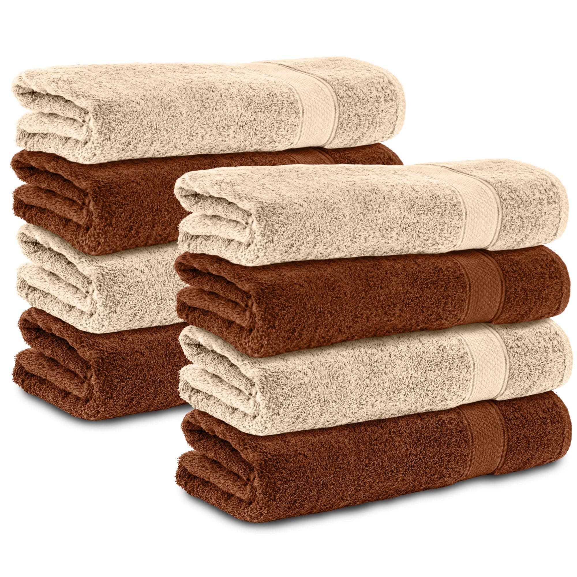 Komfortec Handtuch Set 8-tlg. 50x100 cm Baumwolle Frottee Braun Beige - Bild 2