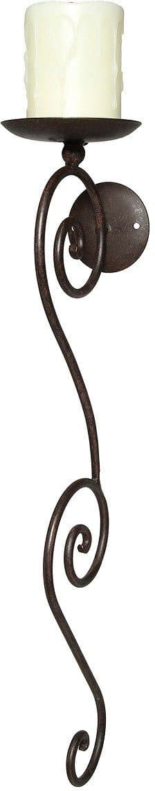 Wandkerzenhalter aus Rundeisen, antikbraun, nostalgisch