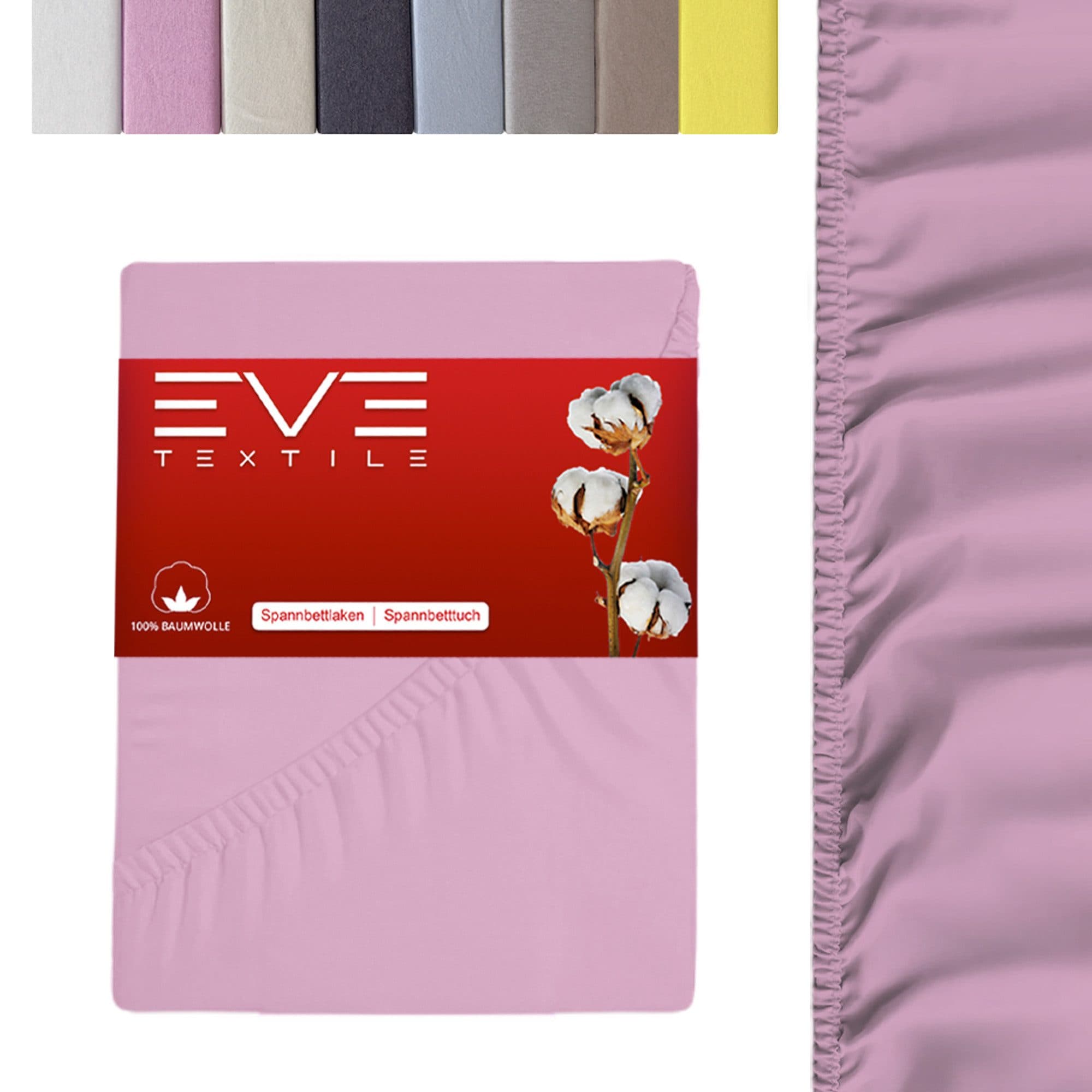 Eve Textile GmbH Spannbettlaken 100% Baumwolle Rosa Jersey - Bild 2