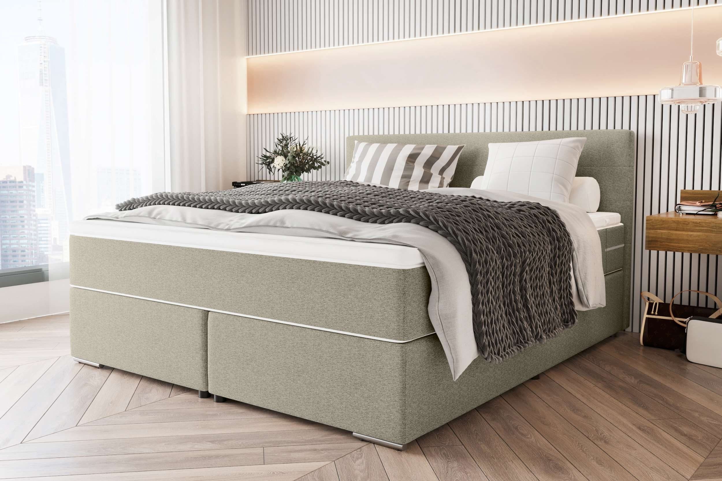 99rooms Boxspringbett Phönix Beige mit Taschenfederkernmatratze und Topper - Bild 2