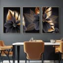 TPFLiving Kunstdruck Leinwand 3 Motive Gold Schwarz Braun Bild 2
