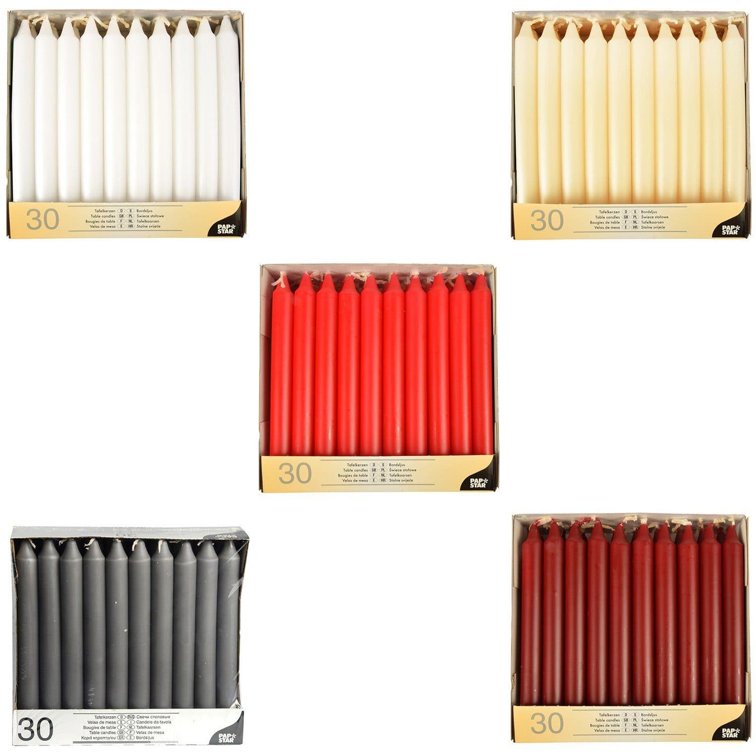 PAPSTAR Tafelkerzen 30er Set Cremeweiß Ø 2,1 cm - Bild 2