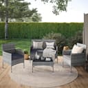 STEELSØN Gartenlounge-Set Thalora Polyrattan 4-er Set grau-meliert Bild 2
