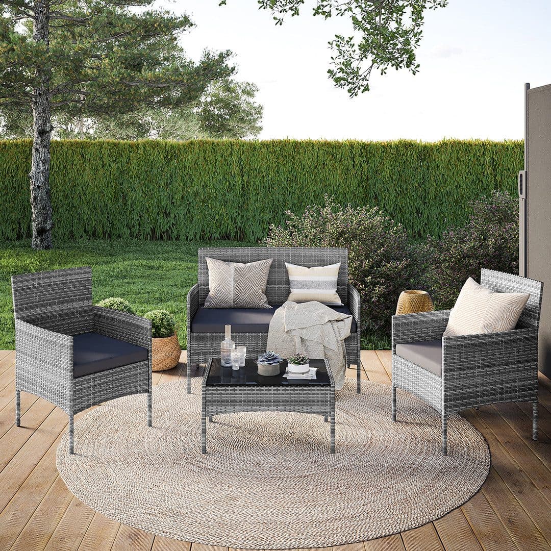 STEELSØN Gartenlounge-Set Thalora Polyrattan 4-er Set grau-meliert - Bild 2