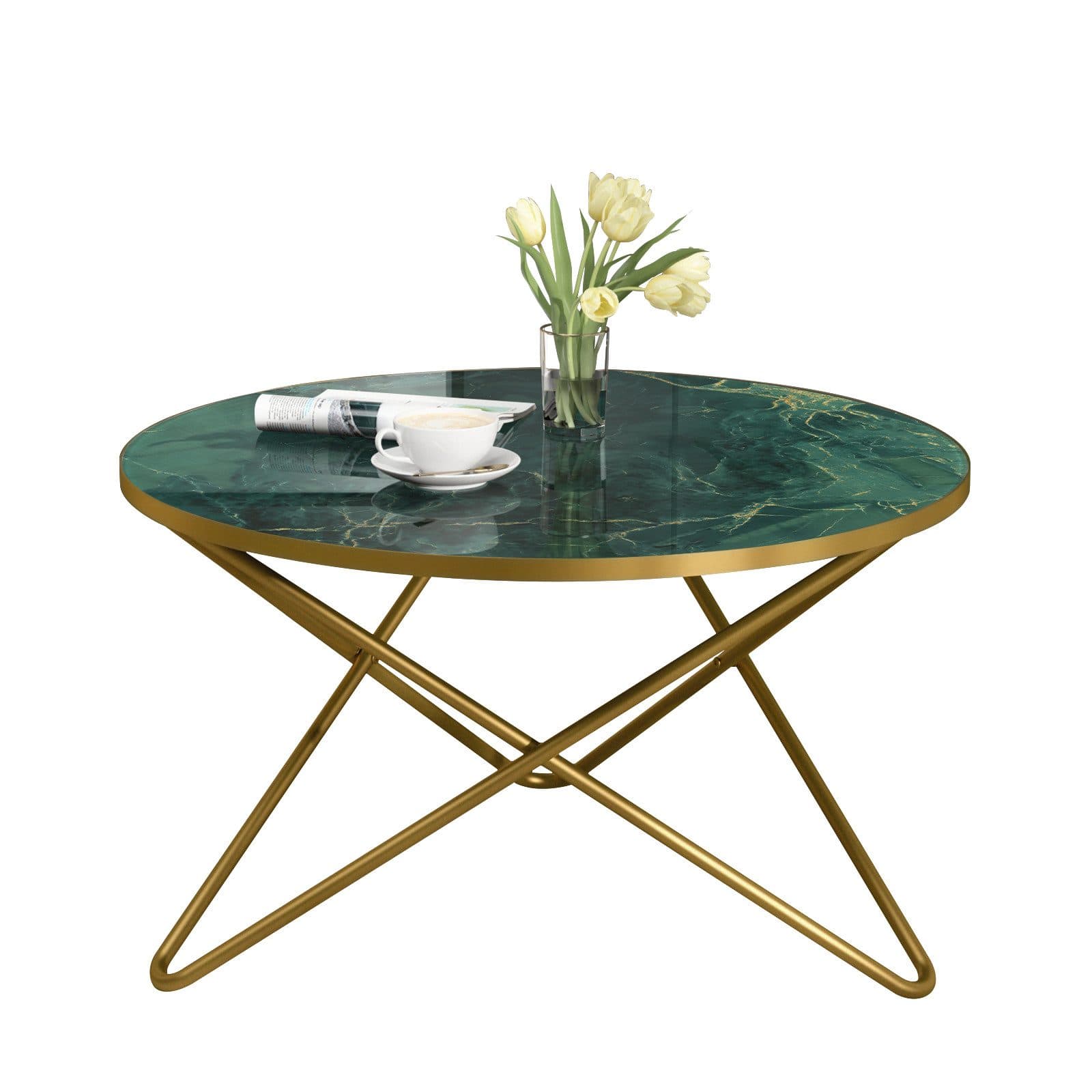 HOLTICO Couchtisch Rund 80 cm Pflanzentisch Outdoor Marmormuster - Bild 2