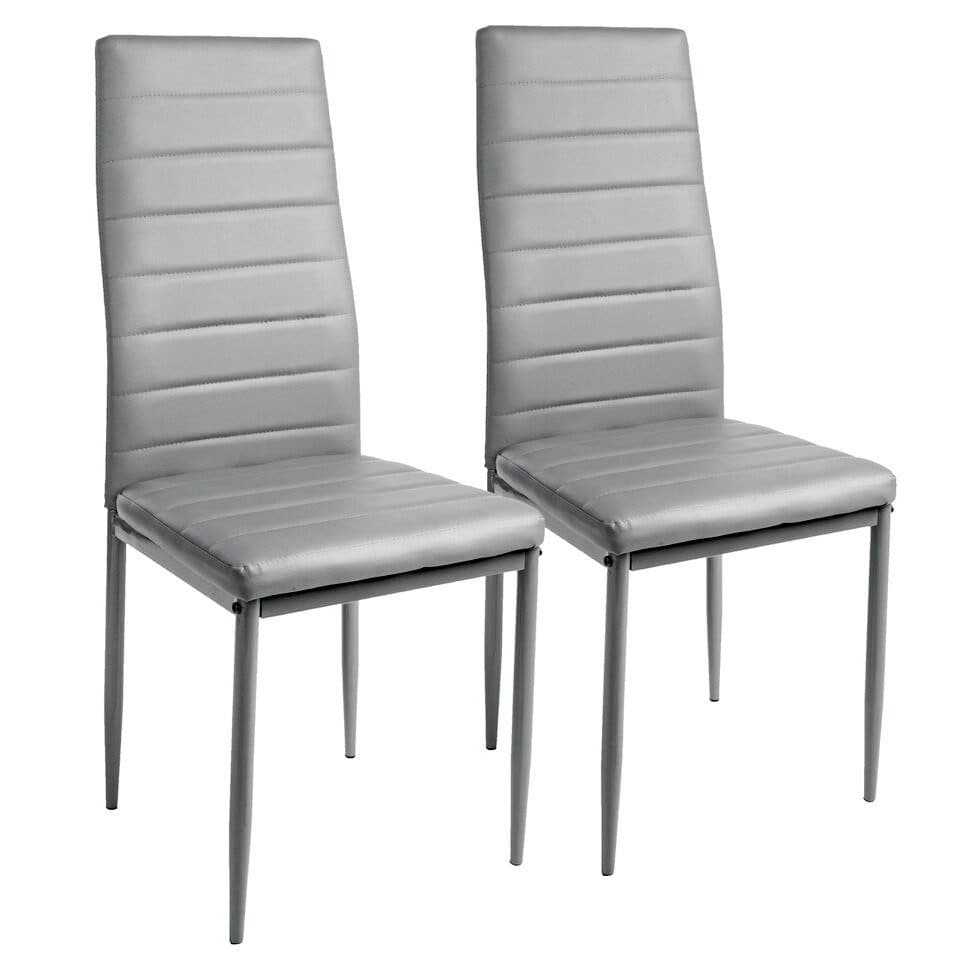 Esszimmerstuhl mit abgestepptem Lederbezug und Metallfüßen