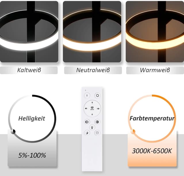 Nettlife LED Pendelleuchte Schwarz - Dimmbar & Fernbedienung