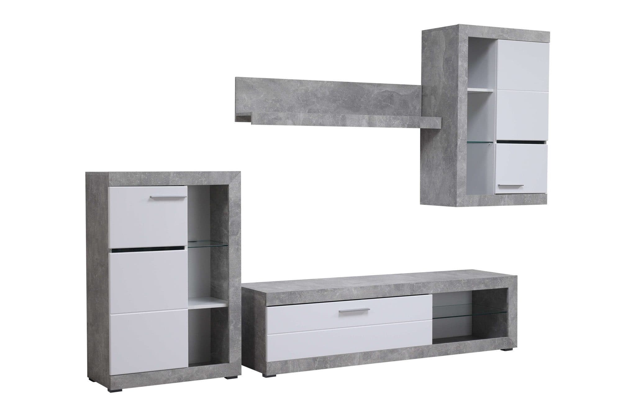 INOSIGN Rosso Wohnwand-Set Grau Beton 267 cm mit TV-Board - Bild 2