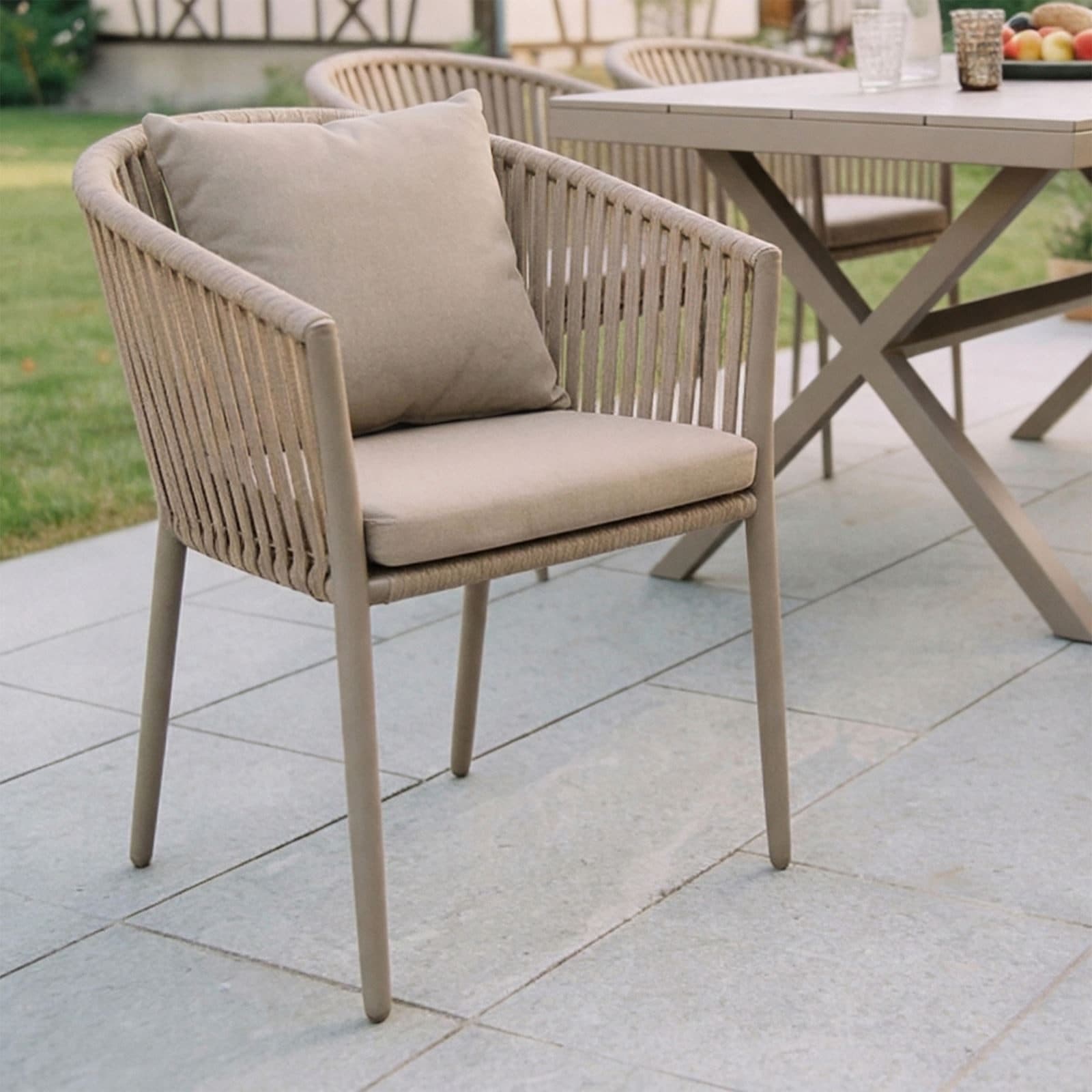 IDIMEX Gartenstuhl ISOLA 6er Set Stapelbar mit Kissen Champagner - Bild 2