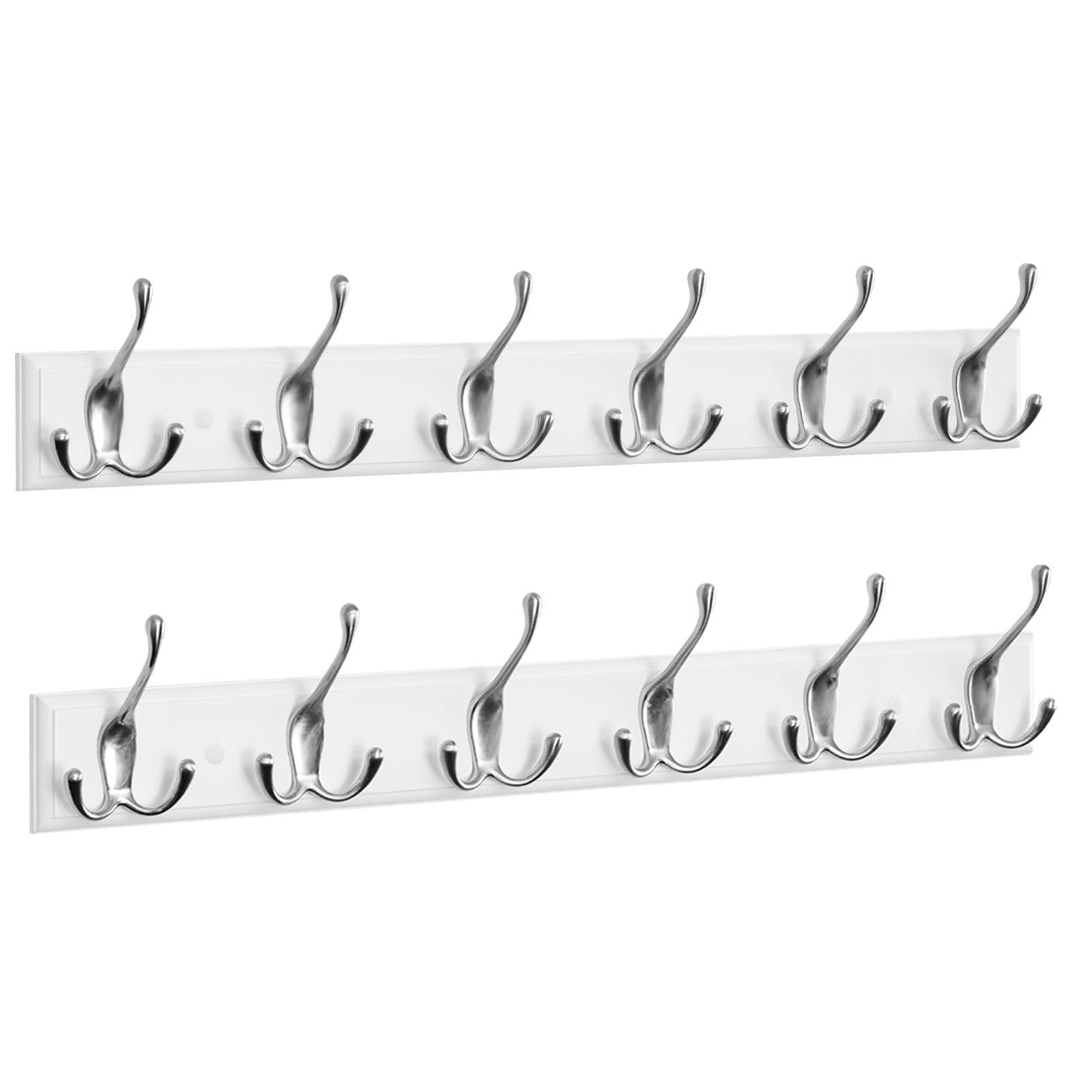 EUGAD Garderobenhaken 2 St. Wand mit 6 Haken Weiß Silber - Bild 2