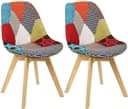 Woltu 4-Fußstuhl 2er Set Patchwork Leinen Massivholz Bild 2