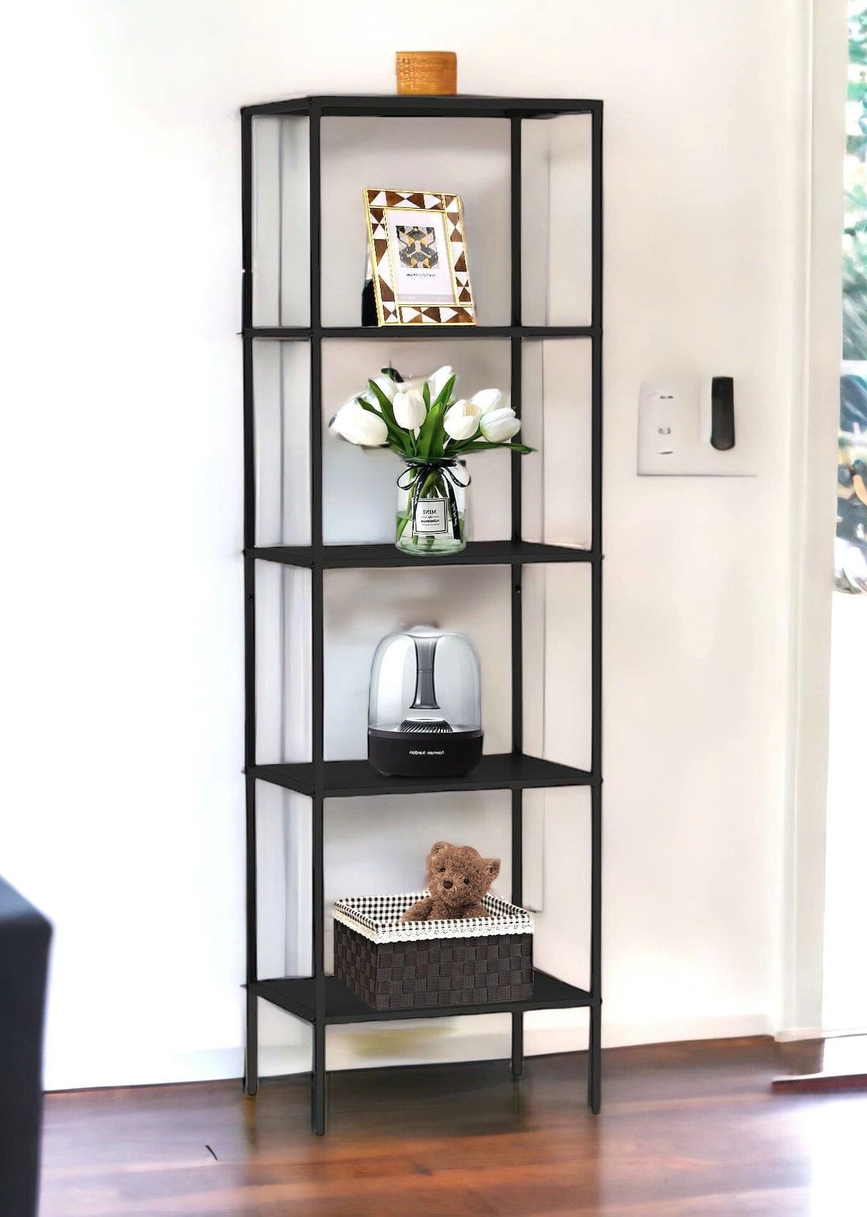 DanDiBo Standregal Schwarz Metall 5 Ebenen Modern - Bild 2