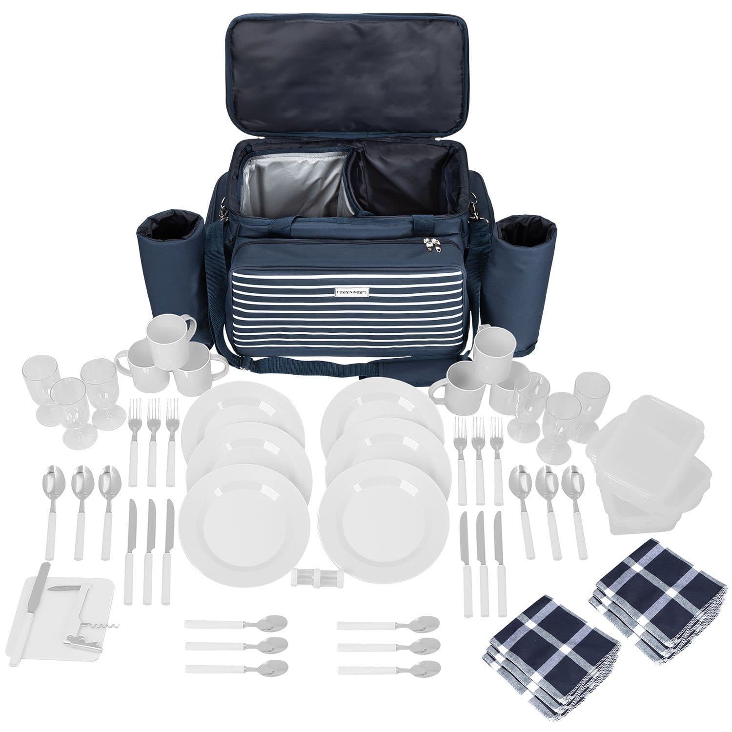 anndora Picknicktasche XXL 6 Personen Vollausstattung 57 Teile - Bild 2