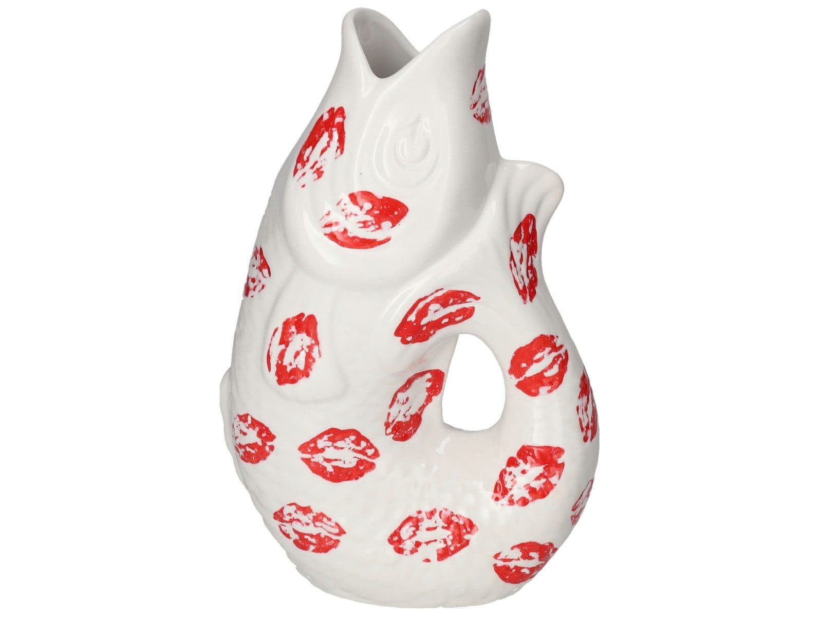 Giftcompany Dekovase Monsieur Carafon Vase / Karaffe Fisch S Lips weiß/rot 1,2l