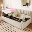 Flieks Daybett Polsterbett Schlafsofa Einzelbett 90x200cm mit hydraulischem Stauraum Bild 2