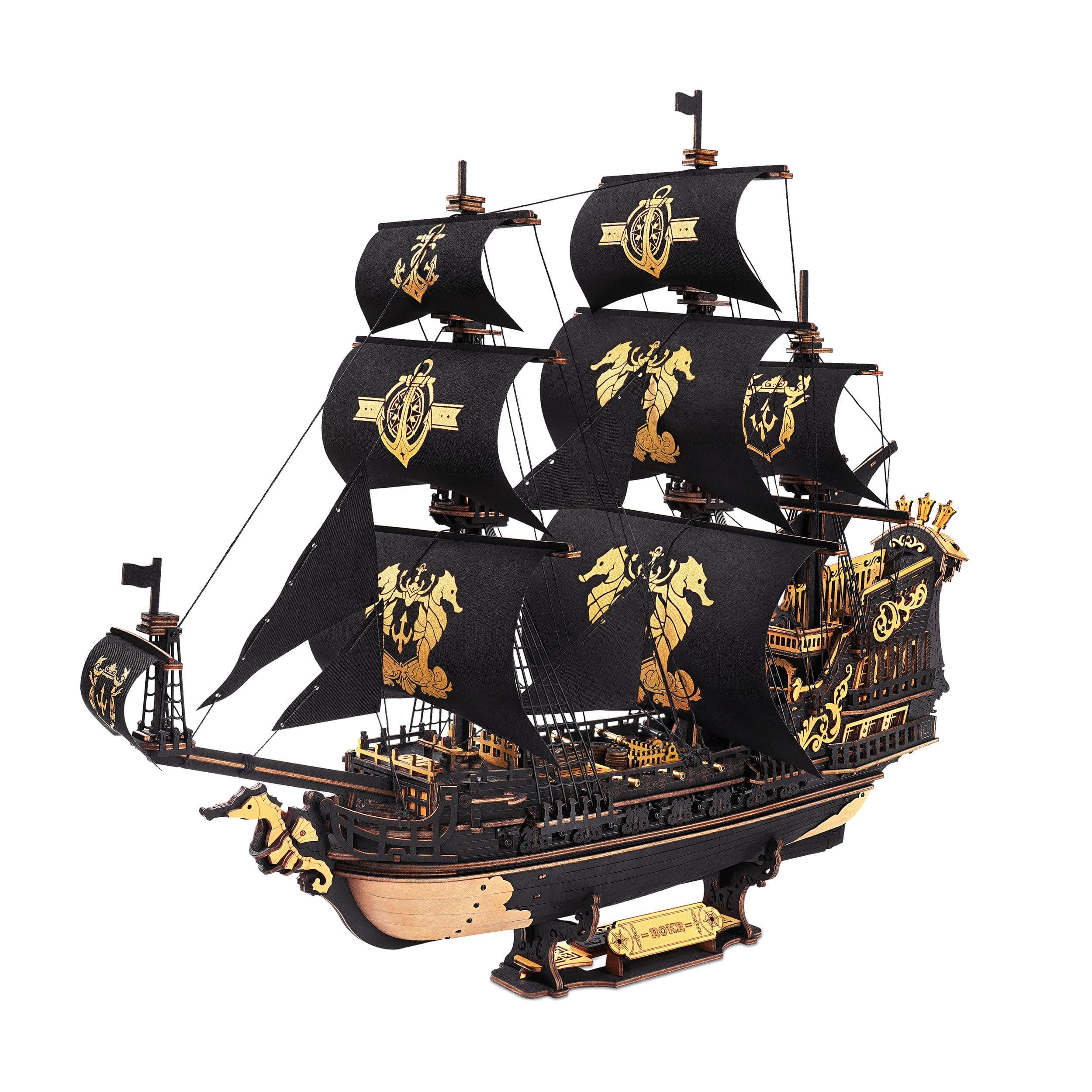Robotime Modellbausatz The Seahorse Barque Piratenschiff Mechanisches Holzpuzzle 603-tlg - Bild 2