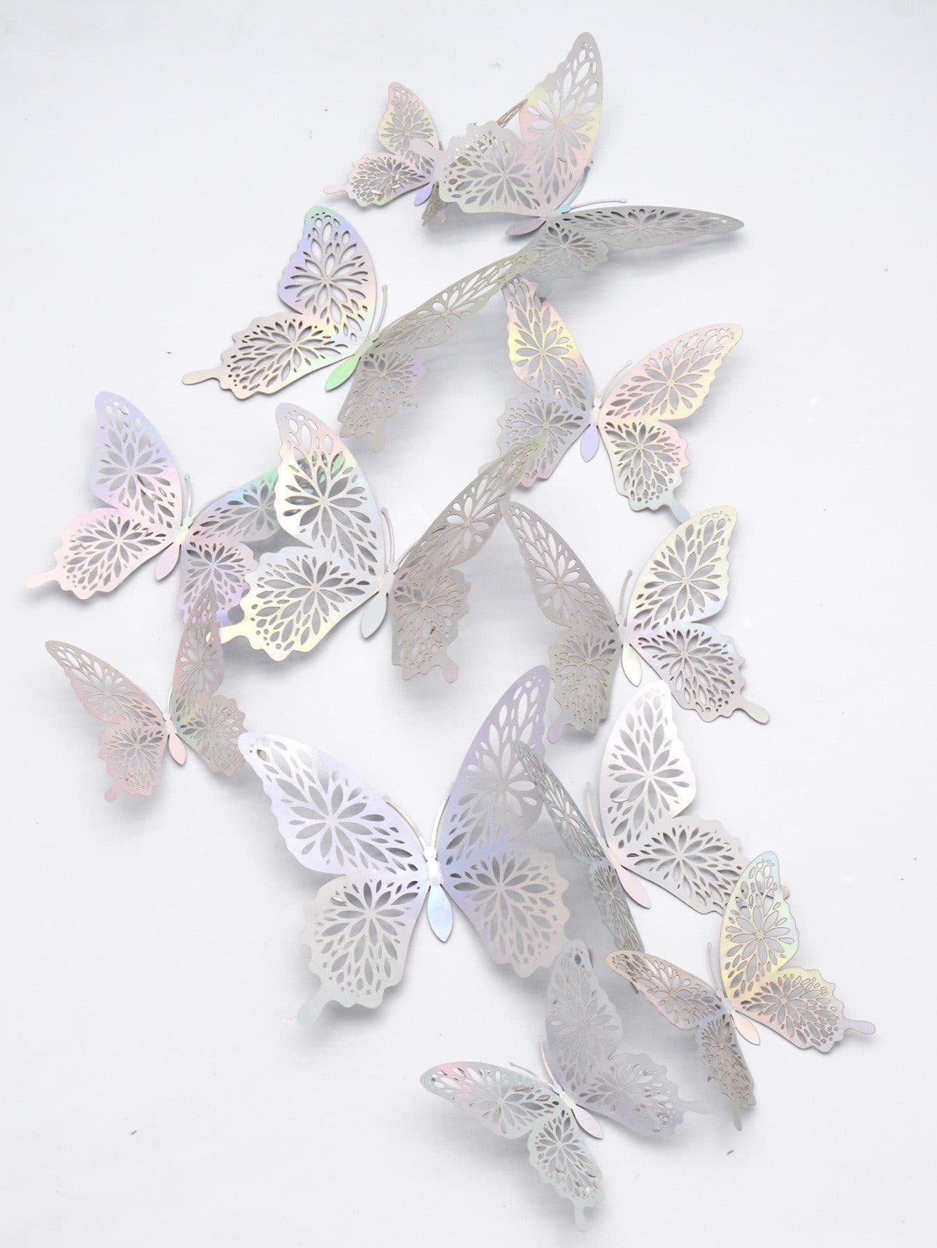 XDeer 3D-Wandtattoo 36 Stück Schmetterling Wandaufkleber Silber - Bild 2