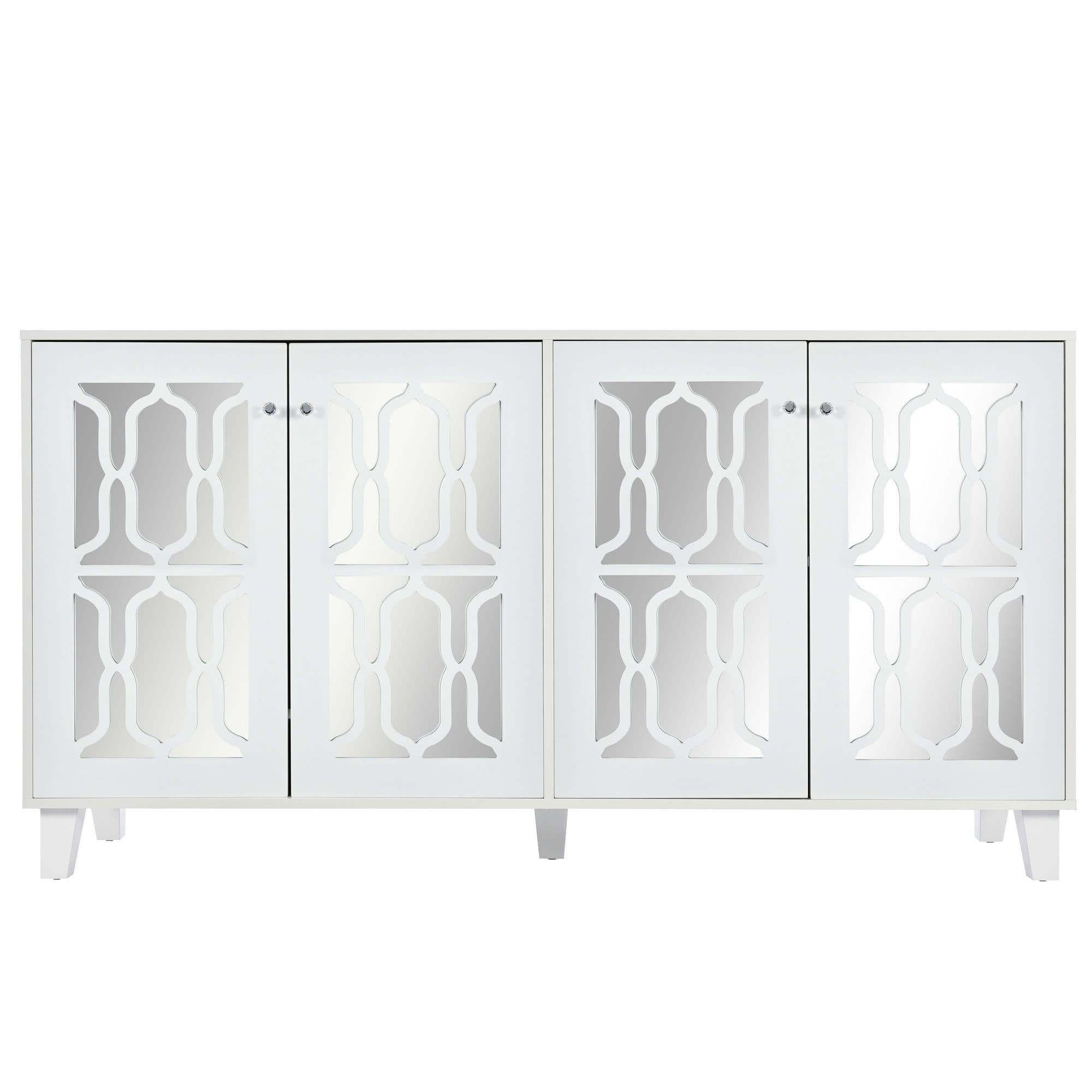 Flieks Sideboard Weiß mit 4 Spiegeltüren - Schrank für Wohnzimmer & Schlafzimmer - Bild 2